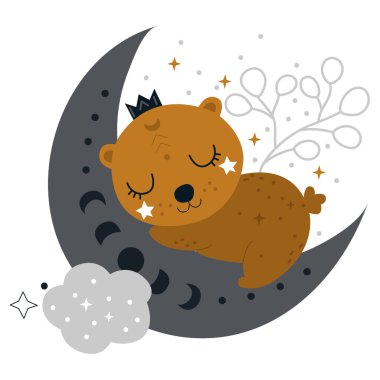 Oyuncak ayı ve ay ile kutsal kart