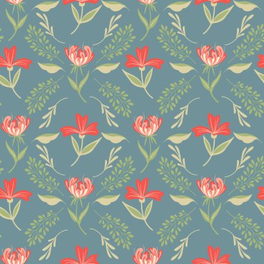 Vektörde Kusursuz Çiçek Deseni