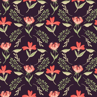 Vektörde Kusursuz Çiçek Deseni