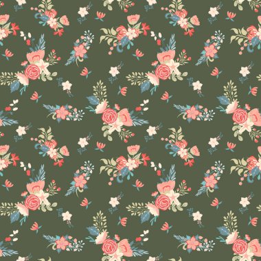Vektörde Kusursuz Çiçek Deseni