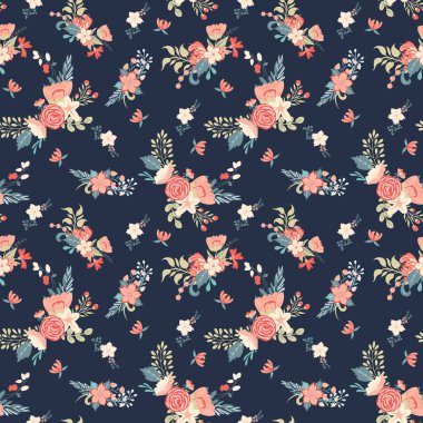Vektörde Kusursuz Çiçek Deseni