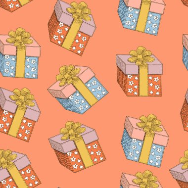 Noel ve hediye kutularıyla kusursuz yeni yıl şablonu.