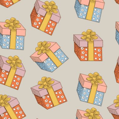 Noel ve hediye kutularıyla kusursuz yeni yıl şablonu.