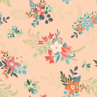 Vektörde Kusursuz Çiçek Deseni