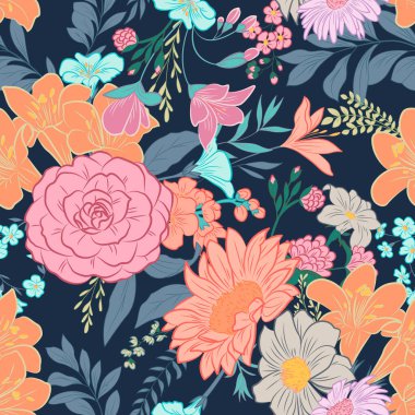 Klasik duvar kağıdı klasikleşmiş çiçek desenli arkaplan