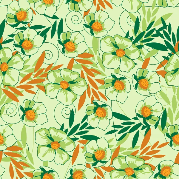 Vektornahtloses Muster Mit Handgezeichneten Blumen Vektorillustration — Stockvektor