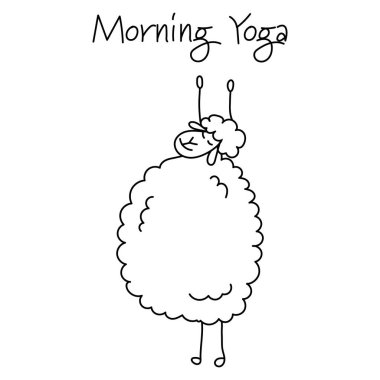 Yoga yapan komik koyunlar, tasarımınız için eskiz. Vektör illüstrasyonu