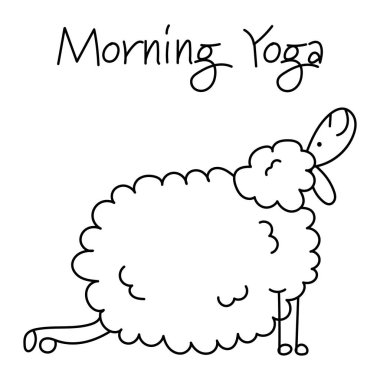 Yoga yapan komik koyunlar, tasarımınız için eskiz. Vektör illüstrasyonu