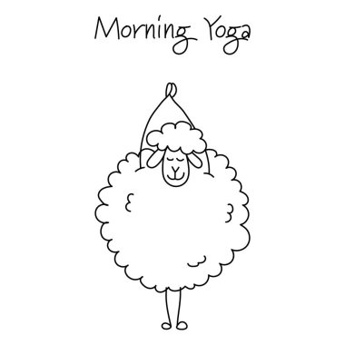 Yoga yapan komik koyunlar, tasarımınız için çizim