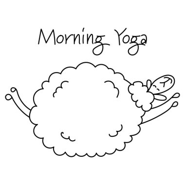 Yoga yapan komik koyunlar, tasarımınız için çizim