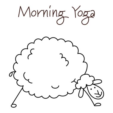 Yoga yapan komik koyunlar, tasarımınız için çizim