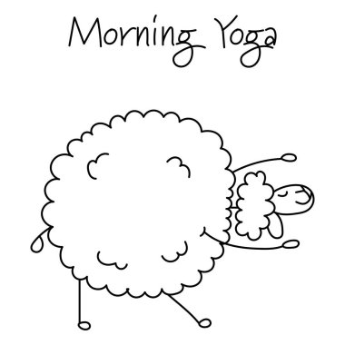Yoga yapan komik koyunlar, tasarımınız için çizim