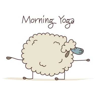 Yoga yapan komik koyunlar, tasarımınız için çizim