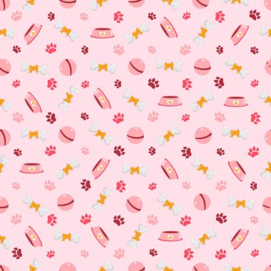 Kemikleri, basamakları ve topları olan kusursuz bir köpek deseni.