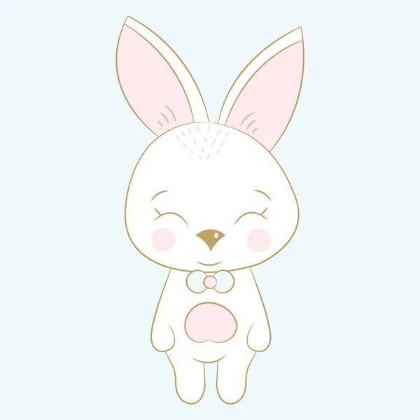 Sevimli Tavşan Tavşanlı Çocuk Çizimi Vektör Illüstrasyonu — Stok Vektör