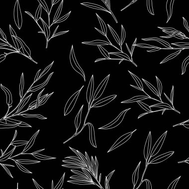 Kusursuz gıda bitkileri vektör arka plan, çay yaprakları el çizimi desen. Vektör illüstrasyonu