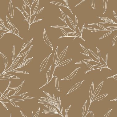 Kusursuz gıda bitkileri vektör arka plan, çay yaprakları el çizimi desen. Vektör illüstrasyonu