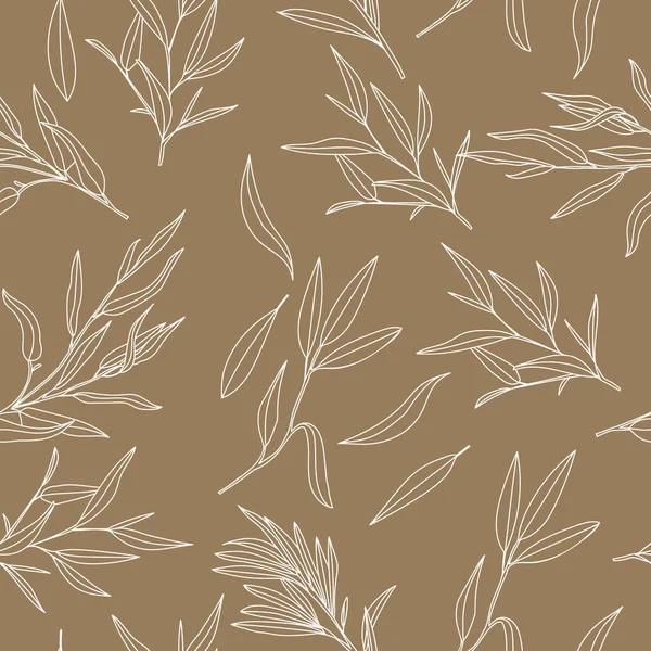 Kusursuz gıda bitkileri vektör arka plan, çay yaprakları el çizimi desen. Vektör illüstrasyonu