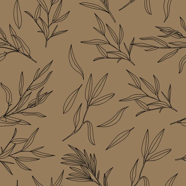 Seamless food herbs vector background, tea leaves hand drawn pattern. Vector illustration — Stock Illustration Seamless Food Herbs Vector Background Tea Leaves Hand Drawn Pattern Royalty Free Stock Illustrations
