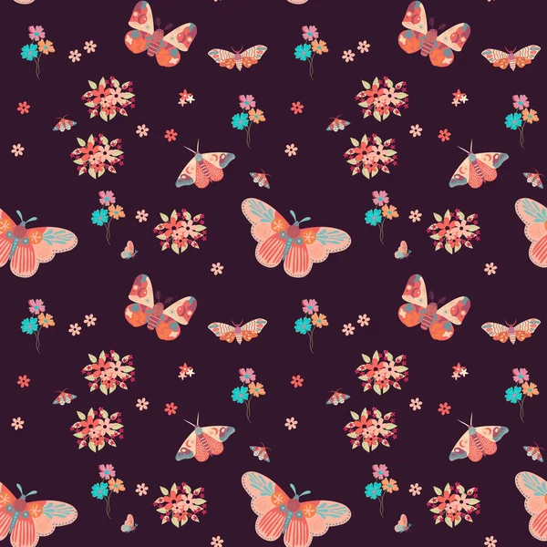 Fond Écran Classique Motif Fleur Vintage Avec Papillon — Image vectorielle