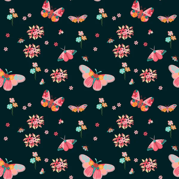 Klassische Tapete Vintage Blumenmuster Hintergrund Mit Schmetterling — Stockvektor