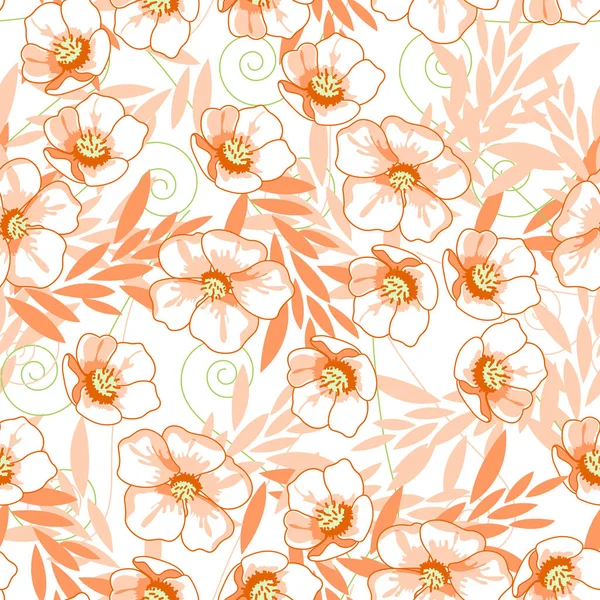 Hermoso Patrón Sin Costura Con Flores Uso Para Fondo Estampados — Vector de stock