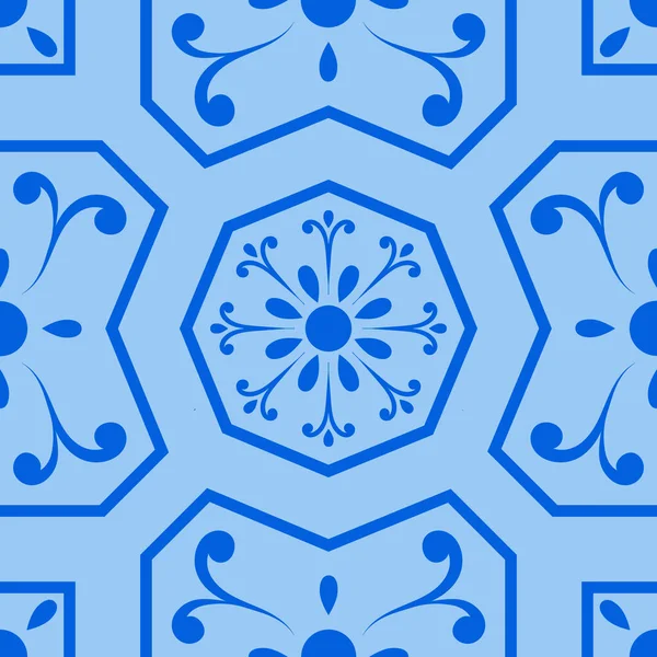 Azulejo Azul Marroquino Padrão Vector Ilustração Vetorial — Vetor de Stock