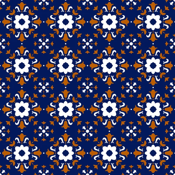 Talavera Muster Azulejos Portugal Türkisches Ornament Marokkanisches Fliesenmosaik Spanisches Porzellan — Stockvektor