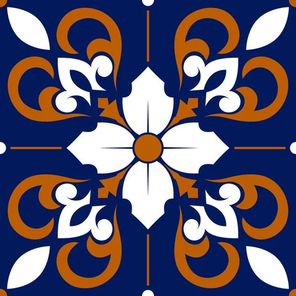 Talavera Patroon Azulejos Portugal Turkse Versiering Marokkaans Tegelmozaïek Spaans Porselein — Stockvector