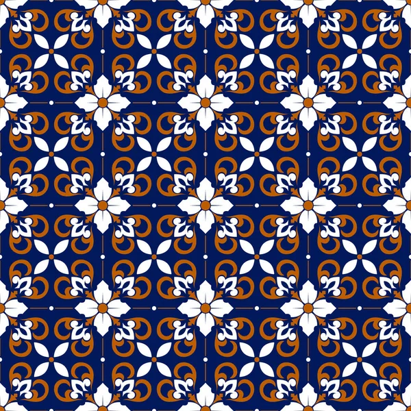 Talavera Patroon Azulejos Portugal Turkse Versiering Marokkaans Tegelmozaïek Spaans Porselein — Stockvector