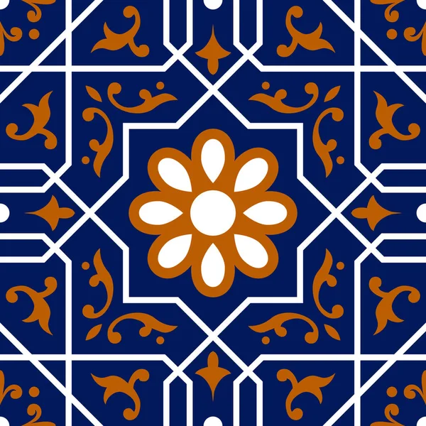 Padrão Talavera Azulejos Portugal Ornamento Turco Mosaico Azulejo Marroquino Porcelana — Vetor de Stock