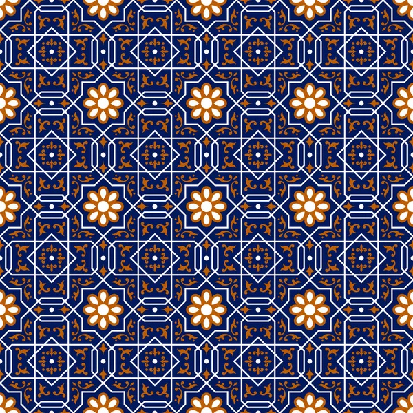 Talavera Pattern Azulejos Portugal Turkish Ornament Moroccan Tile Mosaic Spanish — Stock Vector