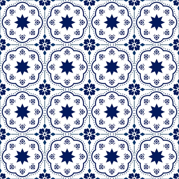 Patrón Talavera Azulejos Portugal Adorno Turco Mosaico Azulejos Marroquíes Porcelana — Vector de stock