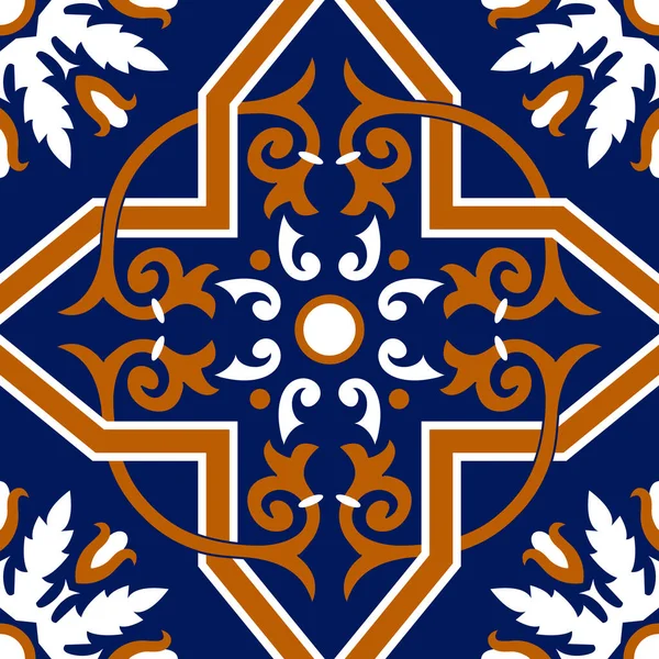 Talavera Patroon Azulejos Portugal Turkse Versiering Marokkaans Tegelmozaïek Spaans Porselein — Stockvector