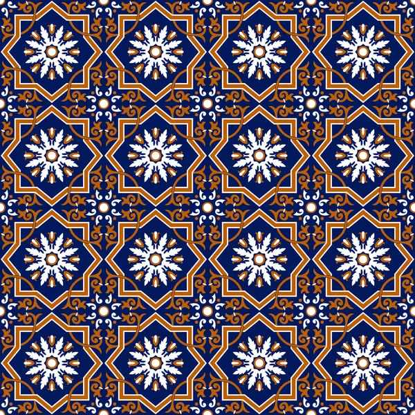 Padrão Talavera Azulejos Portugal Ornamento Turco Mosaico Azulejo Marroquino Porcelana — Vetor de Stock