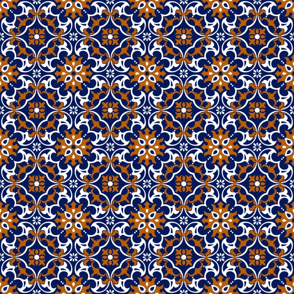 Talavera Mönster Azulejos Portugal Turkisk Prydnad Marockansk Kakelmosaik Spanskt Porslin — Stock vektor