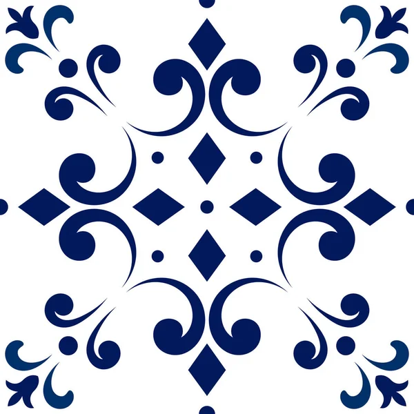 Talavera Patroon Azulejos Portugal Turkse Versiering Marokkaans Tegelmozaïek Spaans Porselein — Stockvector