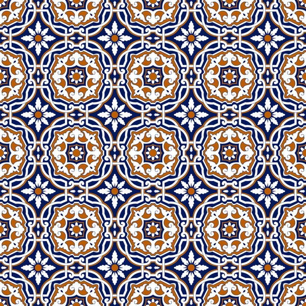 Schema Talavera Azulejos Portoghese Ornamento Turco Mosaico Piastrelle Marocchine Porcellana — Vettoriale Stock