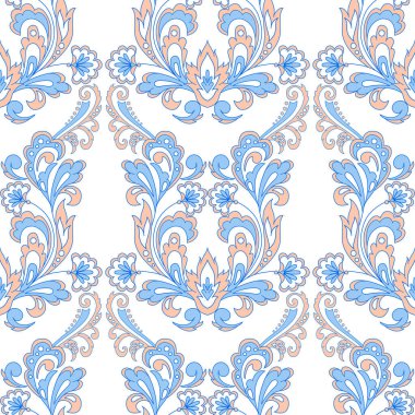 Çiçek duvar kağıdı. Klasik Barok çiçekli süs. Kusursuz eski model. Vektör illüstrasyonu