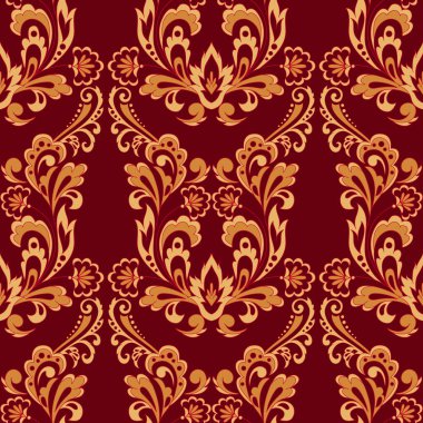 Çiçek duvar kağıdı. Klasik Barok çiçekli süs. Kusursuz eski model. Vektör illüstrasyonu