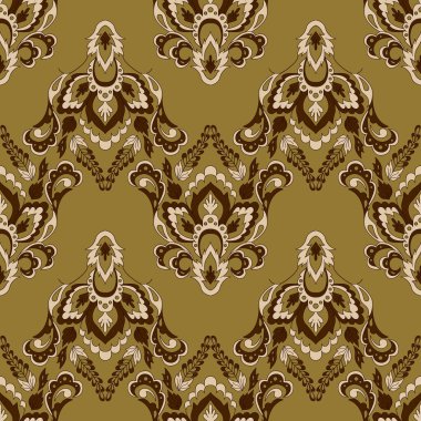 Çiçek duvar kağıdı. Klasik Barok çiçekli süs. Kusursuz eski model. Vektör illüstrasyonu