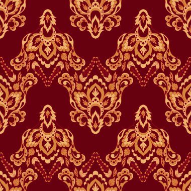 Çiçek duvar kağıdı. Klasik Barok çiçekli süs. Kusursuz eski model. Vektör illüstrasyonu