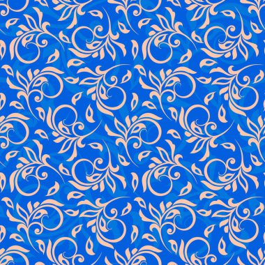 Çiçek duvar kağıdı. Klasik Barok çiçekli süs. Kusursuz eski model. Vektör illüstrasyonu