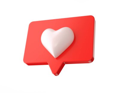 3D görüntüleme, sosyal medya simgesi gibi beyaz arkaplanda izole edilmiş