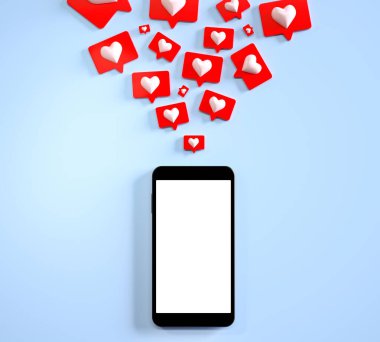 Cep telefonunun boş ekranı, bildirim gibi birçok sosyal medya içeriyor. 3 Boyutlu Hazırlama