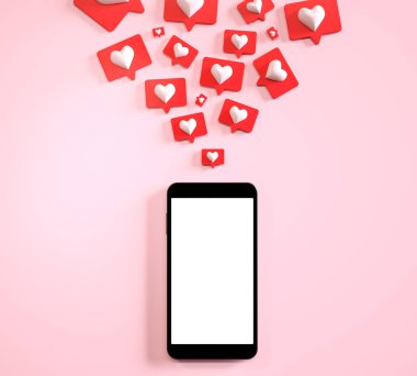 Cep telefonunun boş ekranı, bildirim gibi birçok sosyal medya içeriyor. 3 Boyutlu Hazırlama