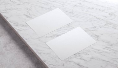 3 boyutlu illüstrasyon. İki tane boş beyaz kartvizit. Marka kimliği için şablon tasarımı.