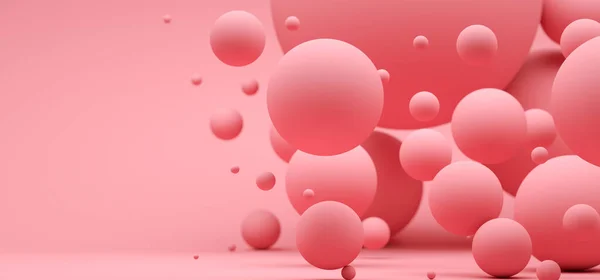 3D Εικονογράφηση. Αφηρημένο φόντο με ροζ σφαίρες με διαφορετικά μεγέθη. Σύγχρονη σχεδίαση φόντου. — Φωτογραφία Αρχείου