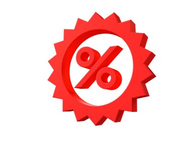3D Illustration. İzole edilmiş arka planda yüzde indirim sembolü. Satış ve teklif konsepti.