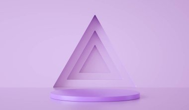 Minimal Template Podium On Triangle And purple Background, 3d Render